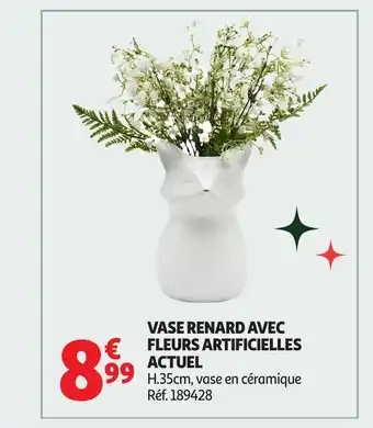 Auchan ACTUEL Vase renard avec fleurs artificielles offre