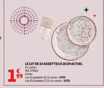 Auchan ACTUEL Le lot de 10 assiettes offre