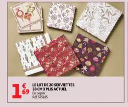 Auchan ACTUEL Le lot de 20 serviettes 3 plis offre