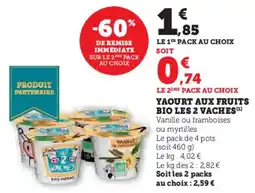 U Express Yaourt aux fruits bio les 2 vaches offre