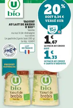 U Express Yaourt au lait de brebis u bio offre