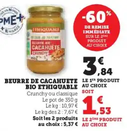 U Express Beurre de cacahuete bio ethiquable offre