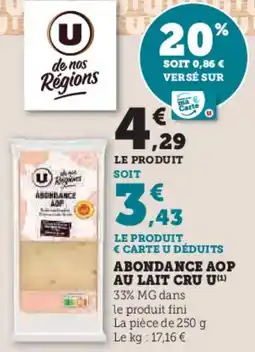 U Express Abondance aop au lait cru u offre
