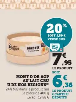U Express Mont d'or aop au lait cru u de nos regions offre