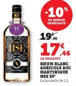 U Express Rhum blanc agricole aoc martinique hse 55° offre