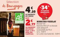 Bi1 Biere bio vezelay DE REMISE offre