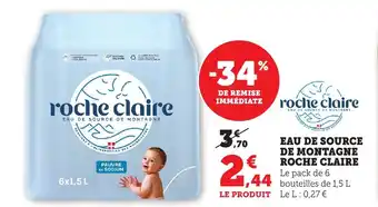 Bi1 Eau de source de montagne roche claire offre