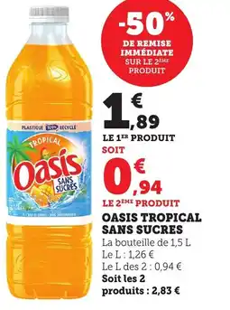 Bi1 Oasis tropical sans sucres offre