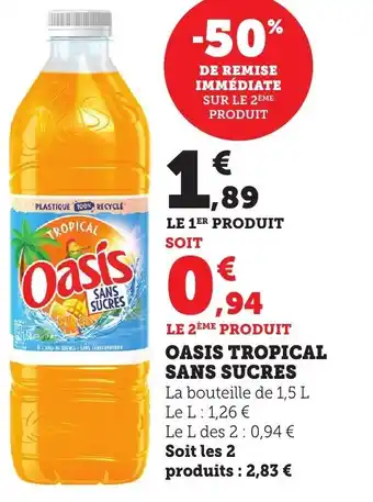 Bi1 Oasis tropical sans sucres offre