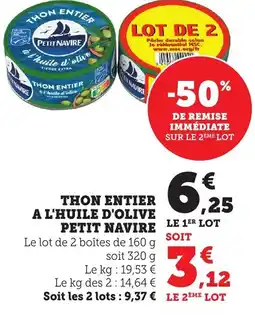 Bi1 Thon entier a l'huile d'olive petit navire offre