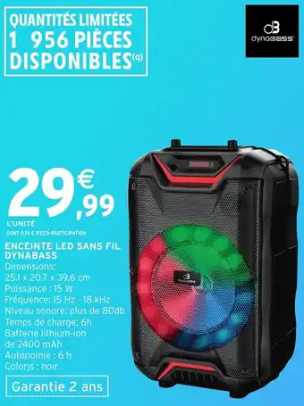Intermarché Hyper Enceinte led sans fil dynabass offre