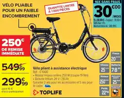 Carrefour TOPLIFE Vélo pliant à assistance électrique offre