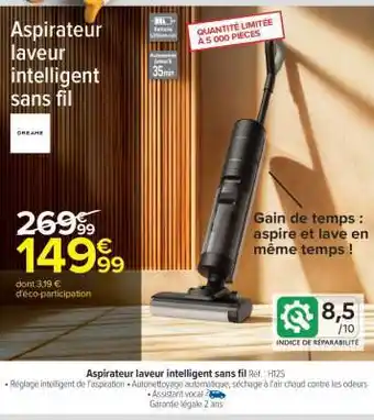 Carrefour Aspirateur laveur intelligent sans fil offre