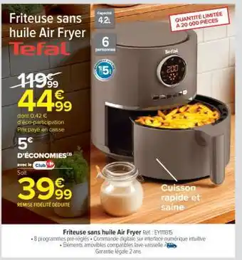Carrefour Friteuse sans huile Air Fryer Tefal offre