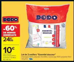 Carrefour Lot de 2 oreillers Essentiel douceur offre