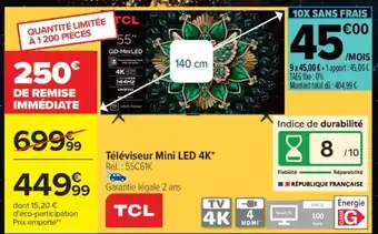 Carrefour Téléviseur mini LED 4K offre