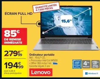 Carrefour Ordinateur portable Lenovo offre