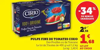 Bi1 Pulpe fine de tomates cirio offre