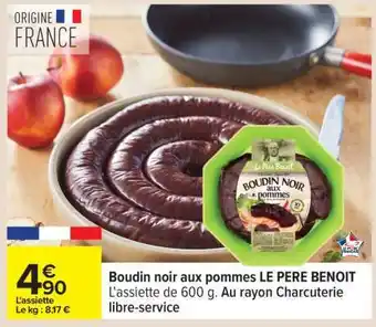 Carrefour Boudin noir aux pommes LE PERE BENOIT offre