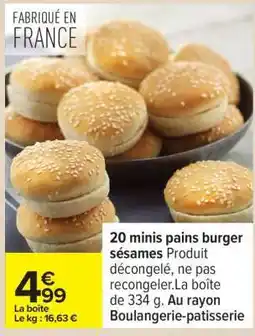 Carrefour 20 minis pains burger sésames offre