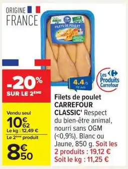 Carrefour Filets de Poulet CARREFOUR CLASSIC' offre