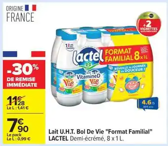 Carrefour Lait U.H.T. Bol De Vie Format Familial offre