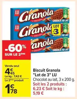 Carrefour Biscuit Granola Lot de 3 LU offre