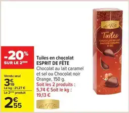 Carrefour Tuiles en chocolat ESPRIT DE FÊTE offre