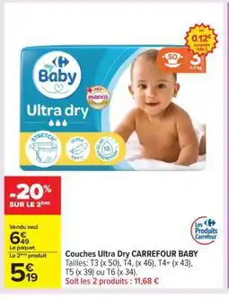 Carrefour Couches ultra dry CARREFOUR BABY offre