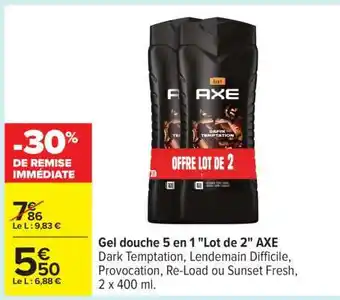 Carrefour Gel douche 5 en 1 Lot de 2 AXE offre