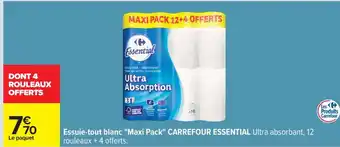 Carrefour Essuie-tout blanc 'Maxi Pack' CARREFOUR ESSENTIAL offre