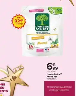 Carrefour Lessive liquide ARBRE VERT offre