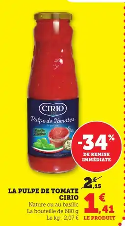 Bi1 La pulpe de tomate cirio offre