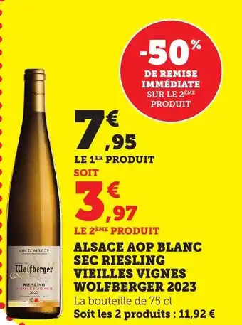 Bi1 Alsace aop blanc sec riesling vieilles vignes wolfberger 2023 offre