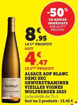 Bi1 Alsace aop blanc demi sec gewurztraminer vieilles vignes wolfberger 2023 offre
