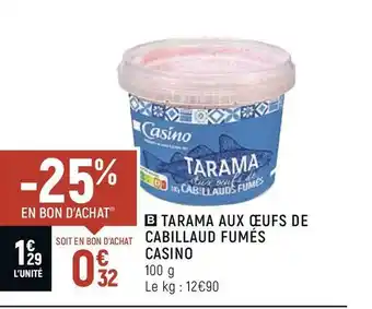 Spar Casino tarama aux œufs de cabillaud fumés offre