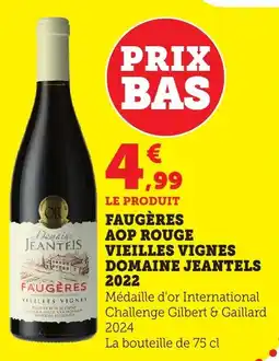 Bi1 Faugères aop rouge vieilles vignes domaine jeantels 2022 offre