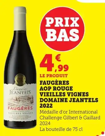 Bi1 Faugères aop rouge vieilles vignes domaine jeantels 2022 offre