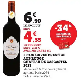 Bi1 Fitou cuvee prestige aop rouge chateau de cascastel 2023 offre