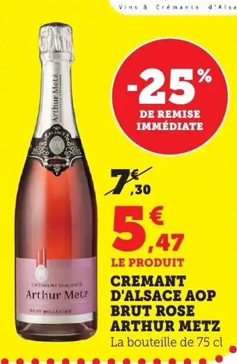 Bi1 Cremant d'alsace aop brut rose arthur metz offre