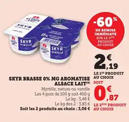 Bi1 Skyr brasse 0% mg aromatise alsace lait offre