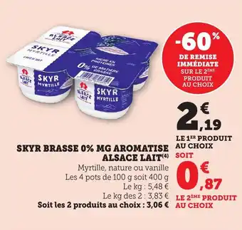 Bi1 Skyr brasse 0% mg aromatise alsace lait offre
