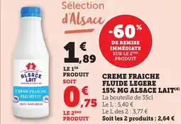 Bi1 Creme fraiche fluide legere 15% mg alsace lait offre