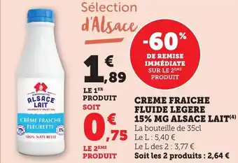 Bi1 Creme fraiche fluide legere 15% mg alsace lait offre