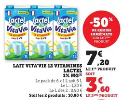 Bi1 Lait vita'vie 12 vitamines lactel 1% mg offre