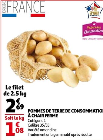 Auchan Pommes de terre de consommation à chair ferme offre