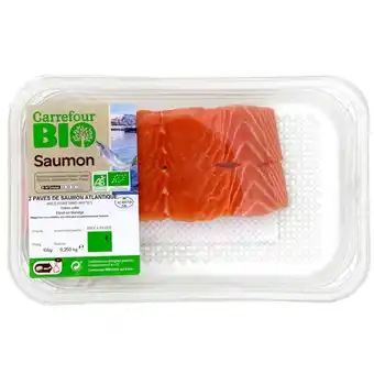 Carrefour CARREFOUR BIO 2 pavés de saumon Atlantique avec peau CARREFOUR BIO offre
