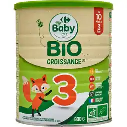 Carrefour CARREFOUR BABY BIO Lait en Poudre Croissance 3 offre
