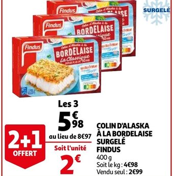 Auchan Colin d'alaska à la bordelaise surgelé findus offre
