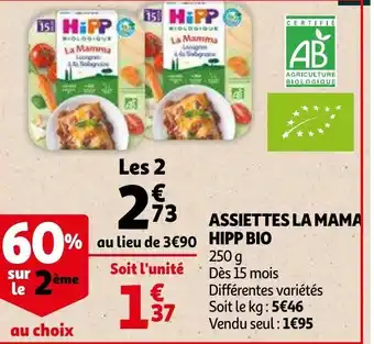 Auchan Assiettes la mama hipp bio offre